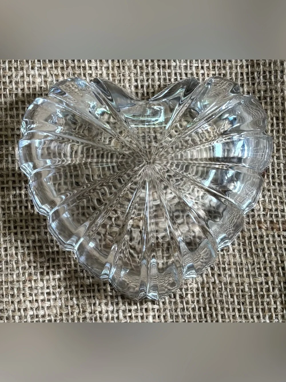 Vintage Mikasa Heart Shaped Ribbed Glass Trinket Dish Jewelry Holder Romantic